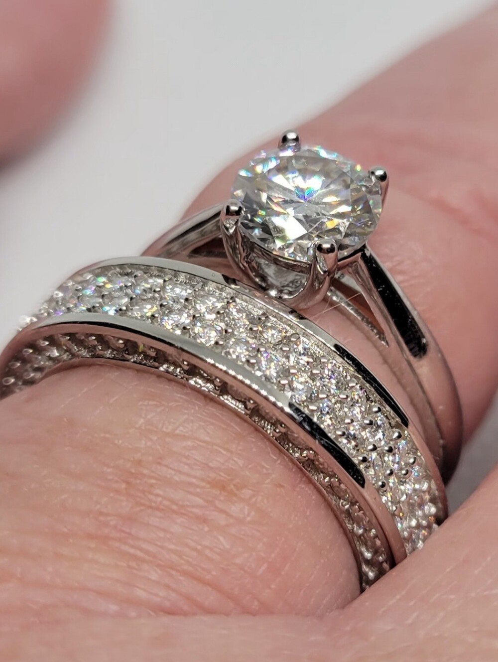 Dazzling Double Row Pave Eternity Band - Picture 7 of 7